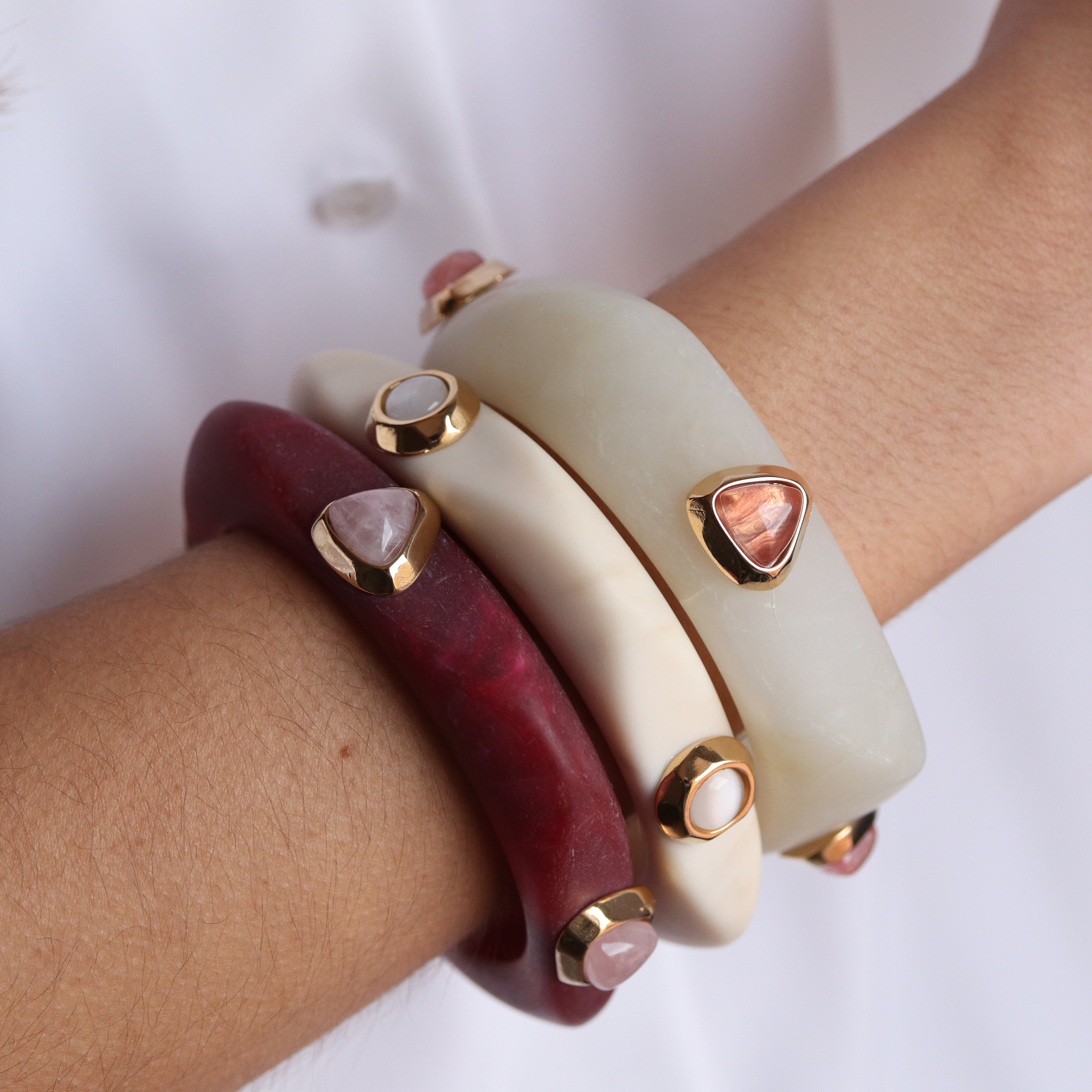 Anillo grande mujer hielo con ágata sandia