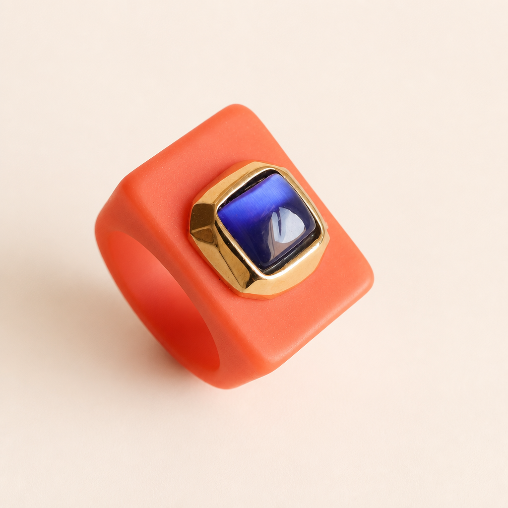 Anillo mujer Naranja con selenita