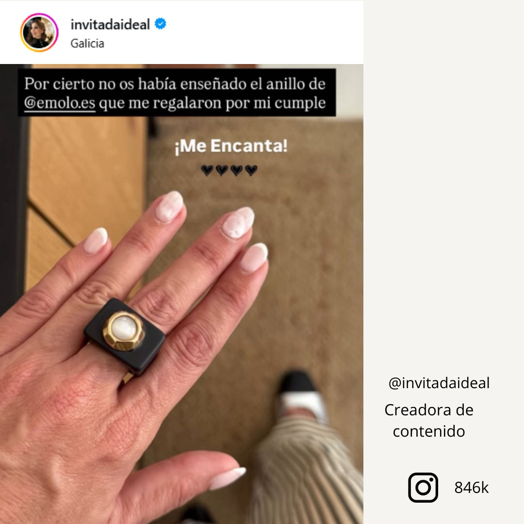 Anillo negro con piedra ojo de gato [Black II]