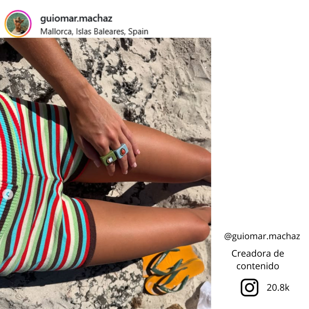 Grande bague vert pistache avec nacre