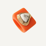 Anillo para mujer color naranja mármol