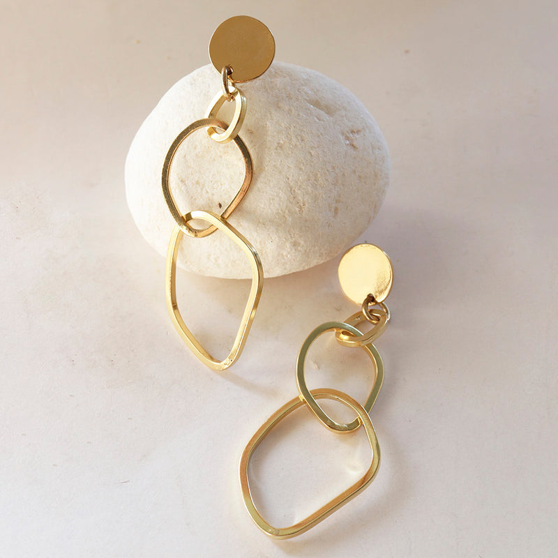 Pendientes para mujer dorados con cierre a presión 