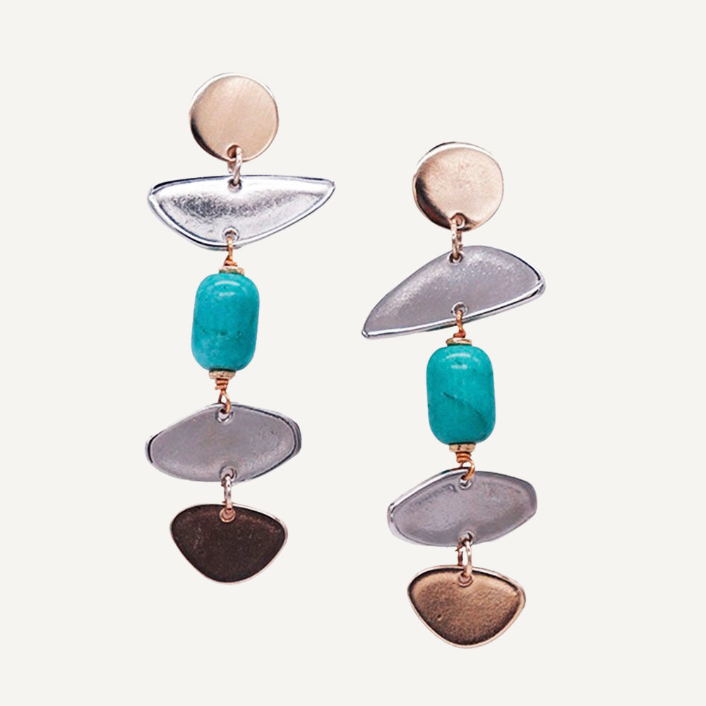 PENDIENTES ARO ETNICOS PIEDRA NATURAL SHIVA ÉMOLO