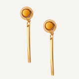 Pendientes dorados con piedra natural FINE redondos