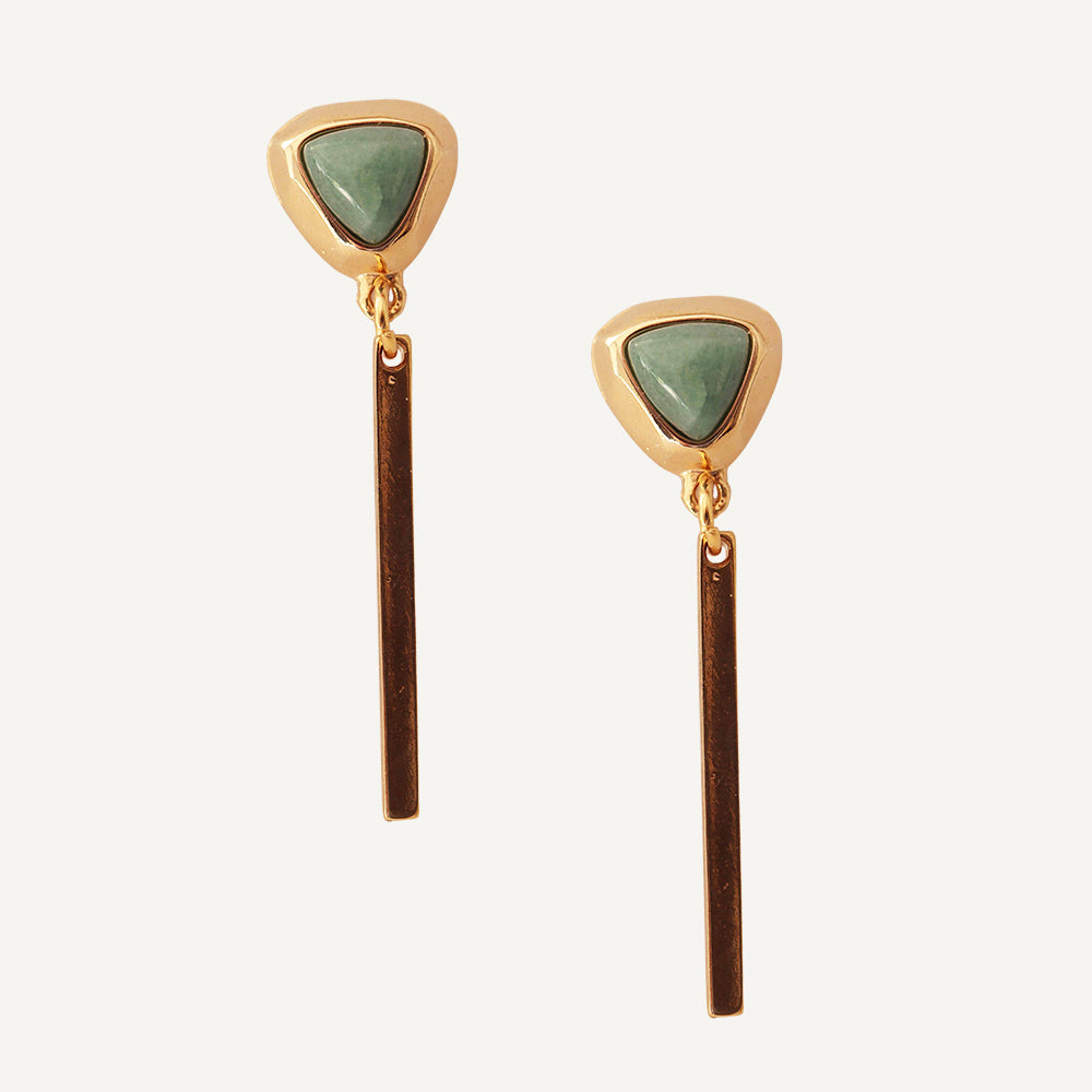 Pendientes dorados con piedra natural FINE triángulo