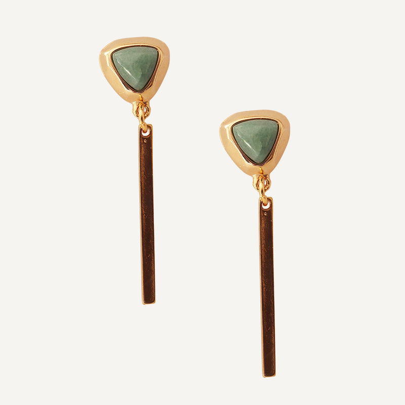 Pendientes dorados con piedra natural FINE triángulo