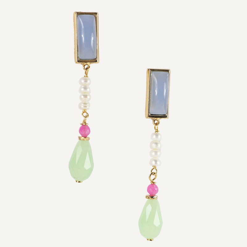 Pendientes largos para mujer con cierre a presión 