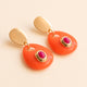 Pendientes Saira Mármol Summer color naranja coral, efecto mármol — Émolo