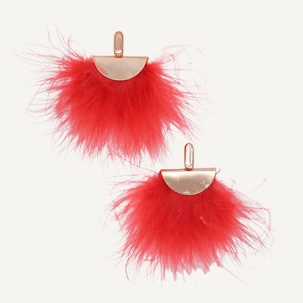 PENDIENTES PLUMA MARABU CORAL ÉMOLO