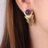 Pendientes para mujer dorados con piedra natural Amatista