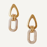 Pendientes beige largos para mujer con cierre dorado a presión