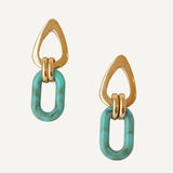 Pendientes turquesa con cierre dorado