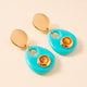 Pendientes Saira Mármol Summer color turquesa, detalle — Émolo