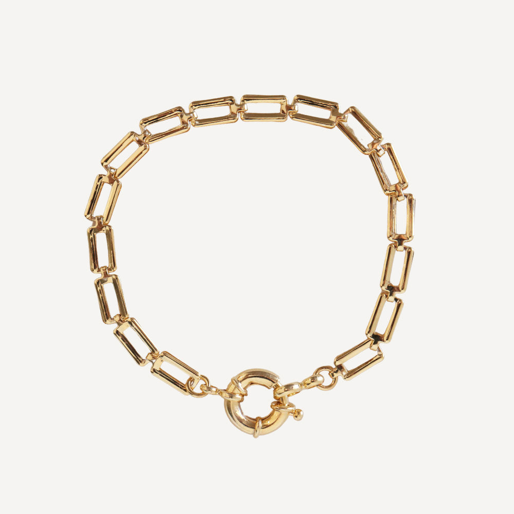 Pulsera para mujer dorada de eslabones con cierre seguro