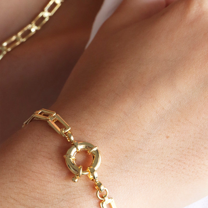 Pulsera cadena eslabones dorada 