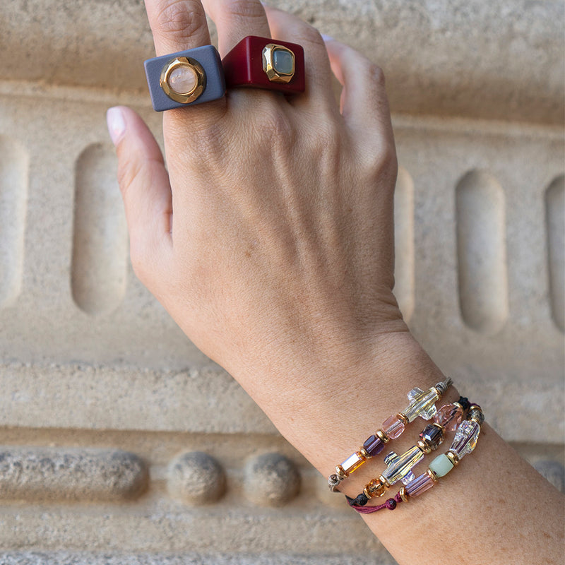 Pulsera para mujer ajustable con cristal de roca y Swarovsky