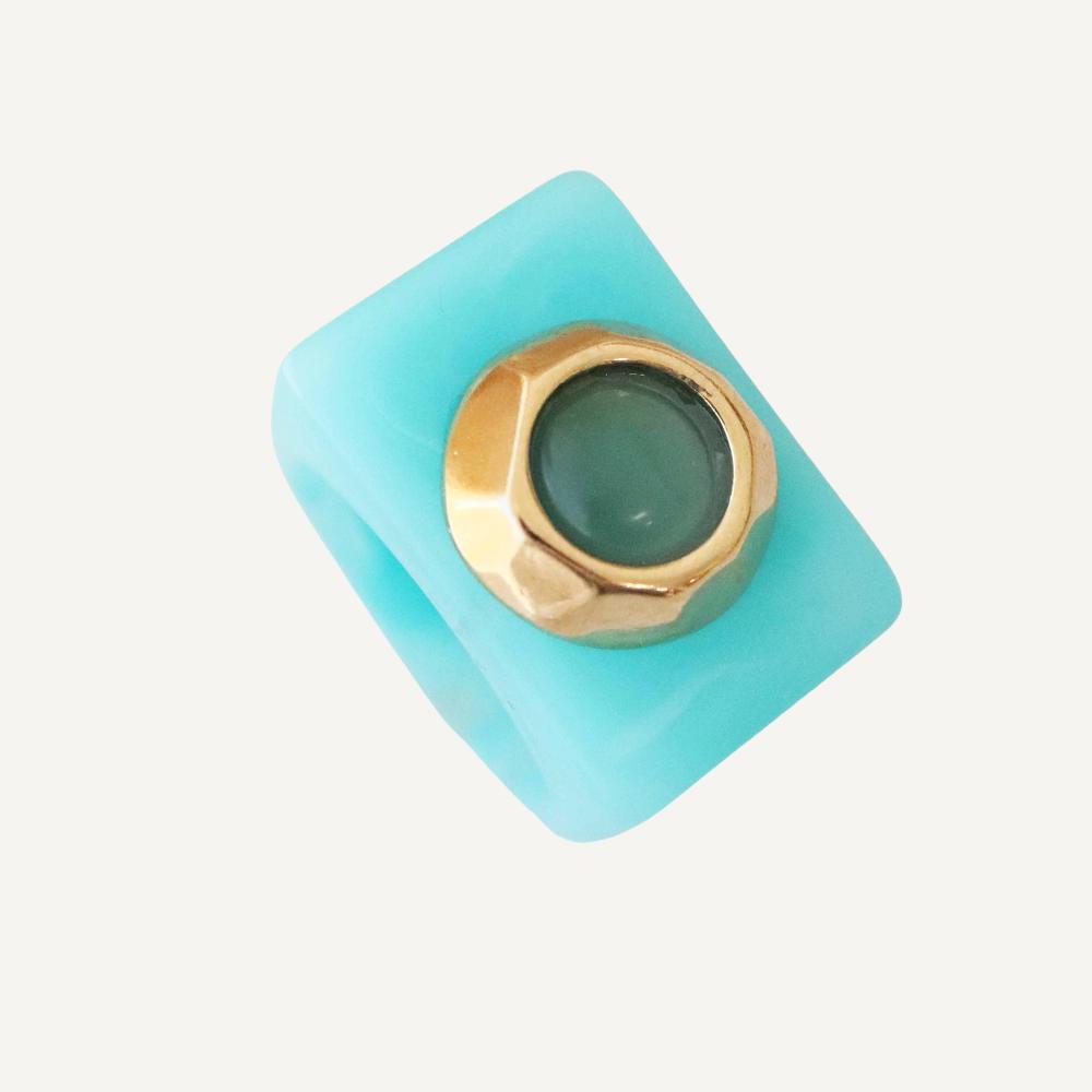 Anillo mujer Turquesa con Selenita Turquesa