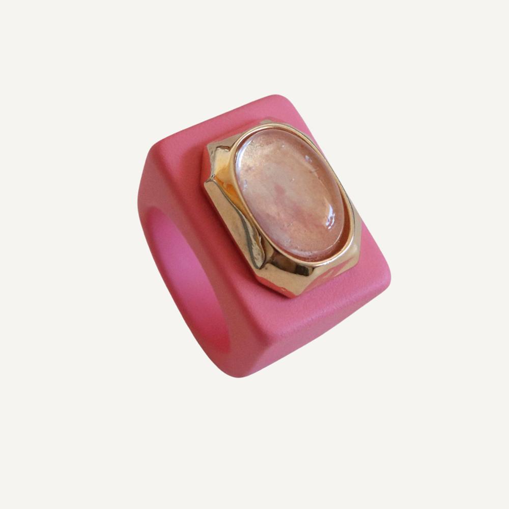 Anillo mujer Rosa Chicle con Cuarzo Sandía