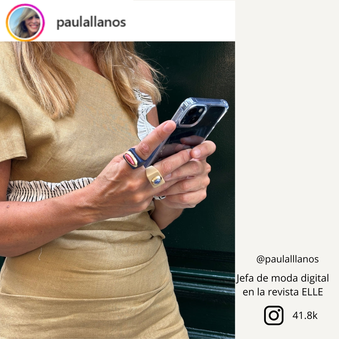 Anillo grande color arena con piedra natural sodalita-anillo-Émolo