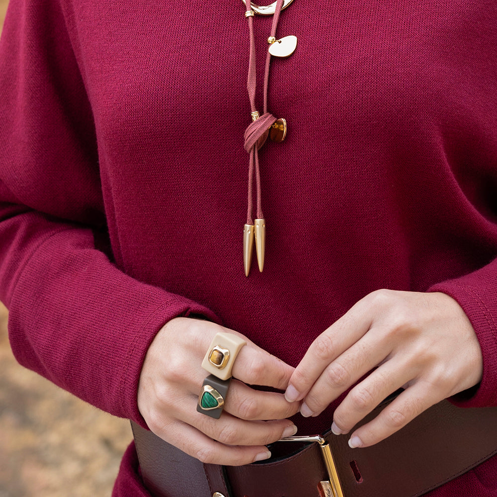 Anillo grande marrón con malaquita-anillo-Émolo