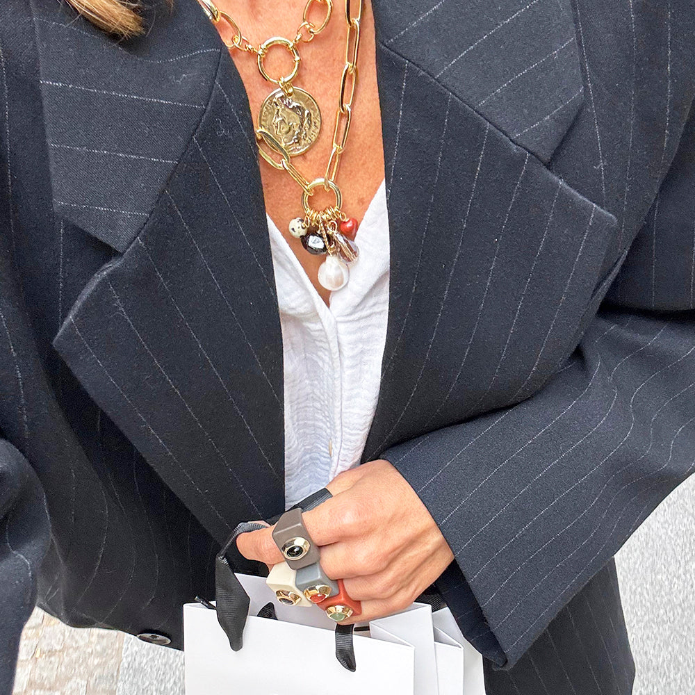 Anillo grande mujer marrón con onix-anillo-Émolo