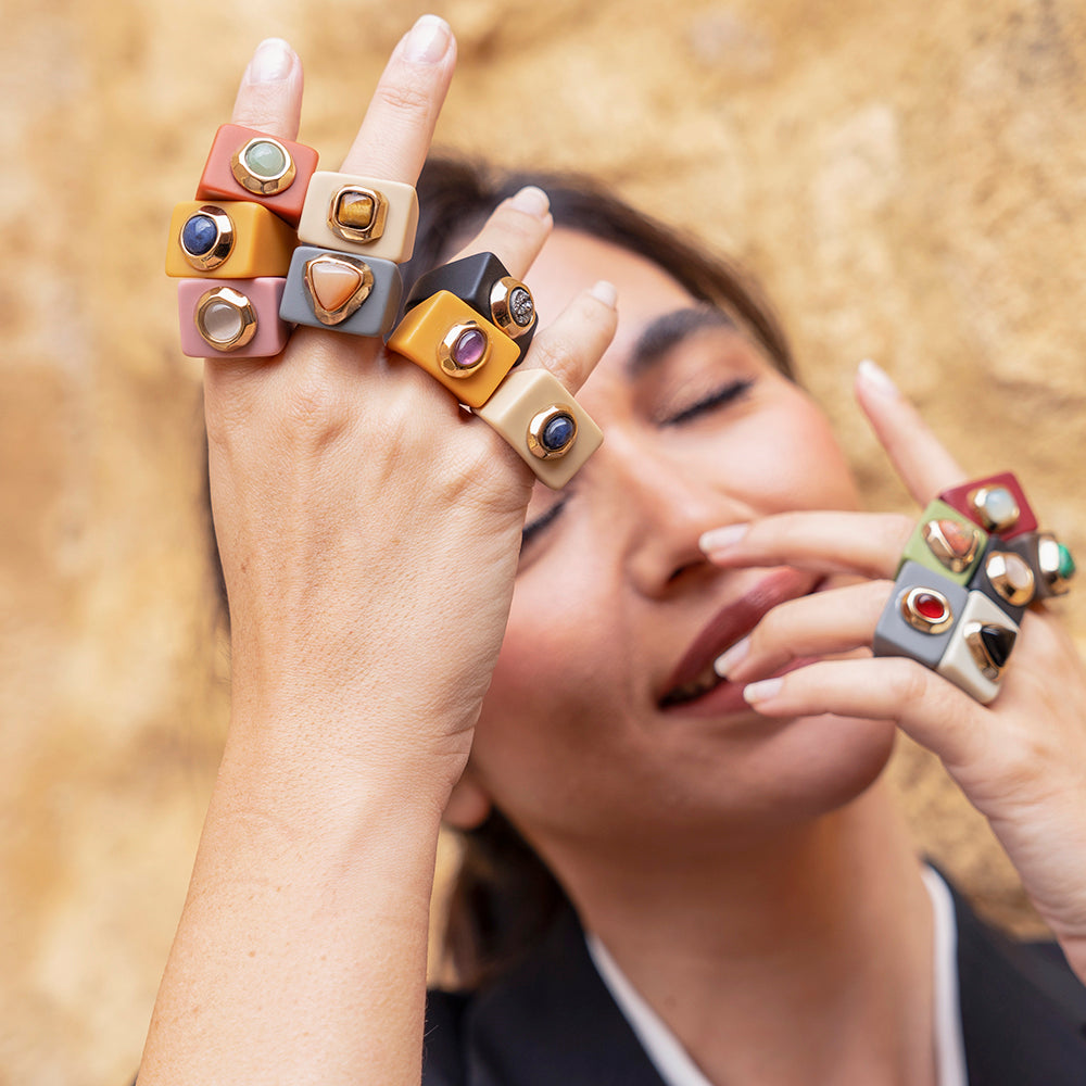 Anillo mujer burdeos con turquesa-anillo-Émolo