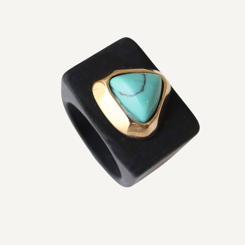 Anillo mujer negro con turquenita-anillo-Émolo