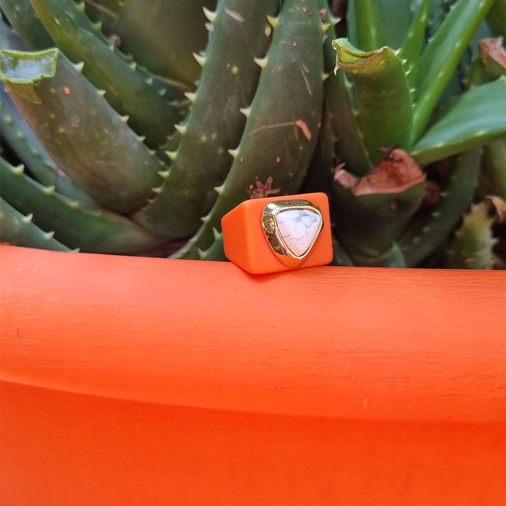 Anillo para mujer color naranja mármol-anillo-Émolo