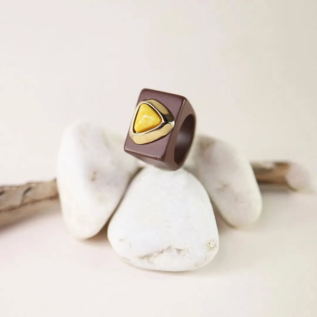 Large brown women's rings with Kenya stone