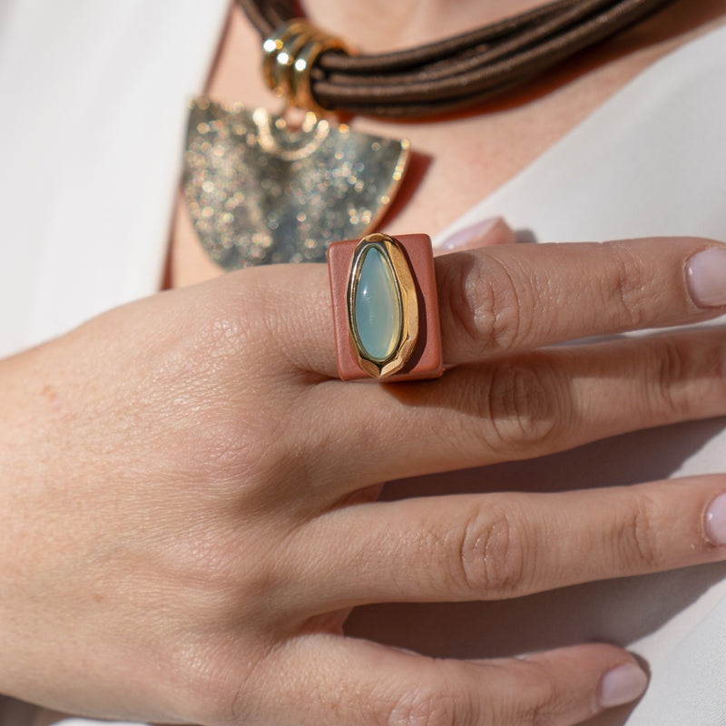 Anillos bisutería color caldera con cuarzo azul [MARRAKECH]