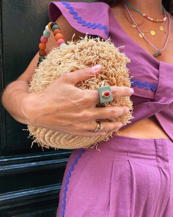 Anillo grande para mujer mint amazonita roja