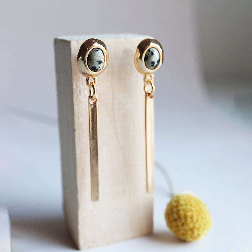 Pendientes dorados con piedra natural FINE ovalados-pendientes-Émolo