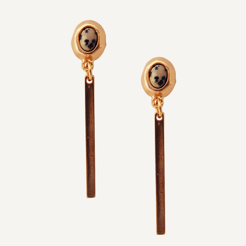Pendientes dorados con piedra natural FINE ovalados-pendientes-Émolo