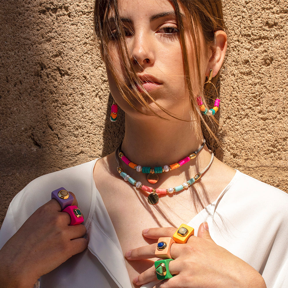 Pendientes NANUK flúor-pendientes con piedras-Émolo