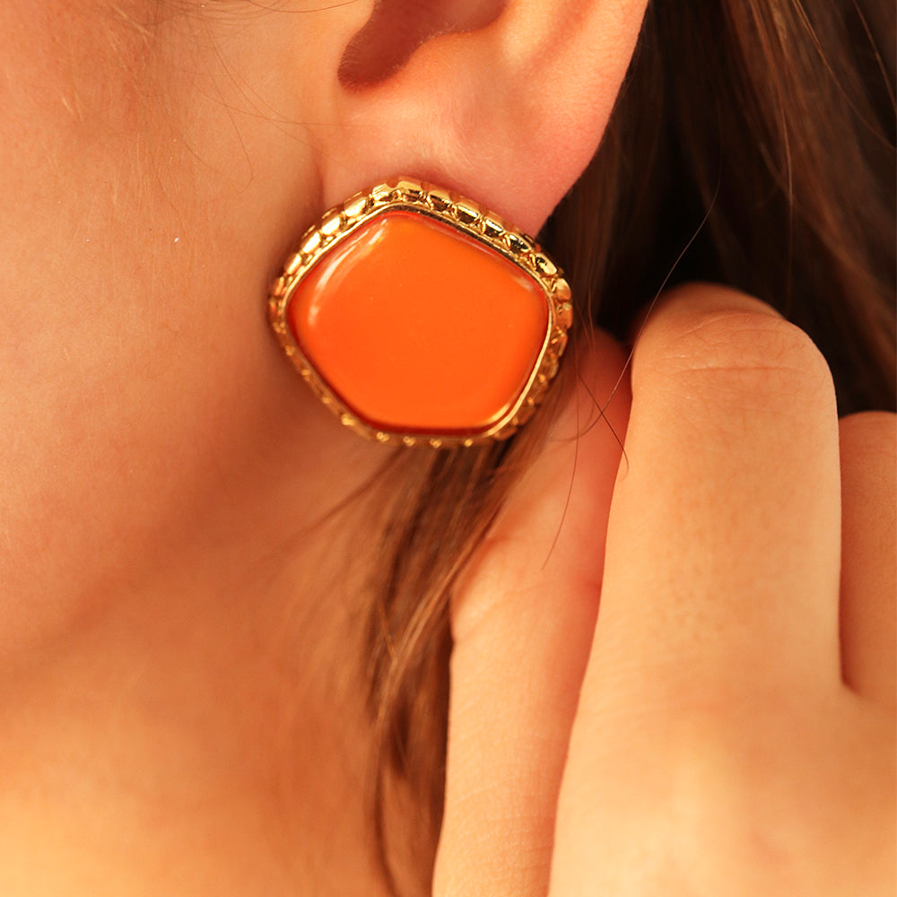 EMOLO PENTAS ORANGE COLORED EARRINGS