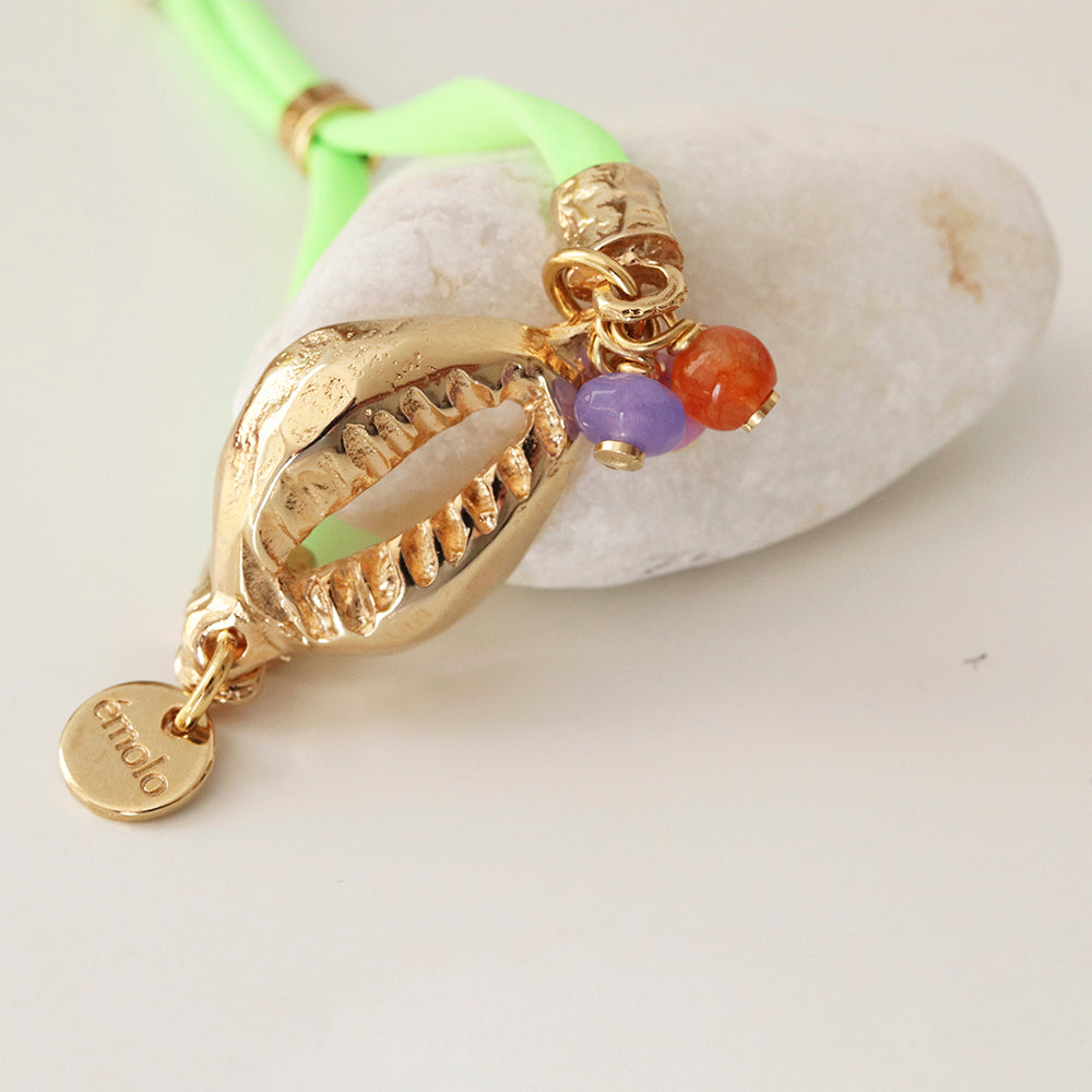 VARENA neon bracelet by Émolo, gold-plated pieces and handmade natural stones