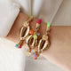 Pulsera VARENA flúor de Émolo con piezas doradas y piedras naturales, hecha a mano en Murcia