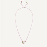 collar largo cordón rosa con perla