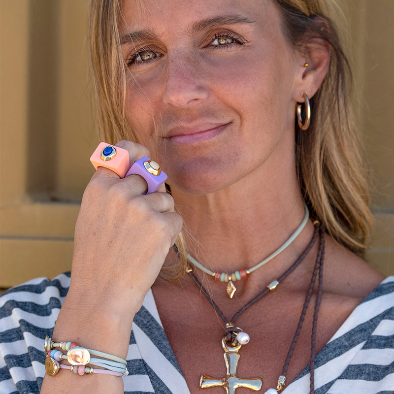 anillo bisutería piedra natural cuarzo rosa