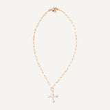 Collar largo ajustable cadena dorada para mujer con cruz 