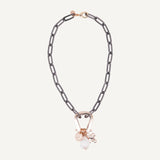 collar de cadena ahúmado con perla grande