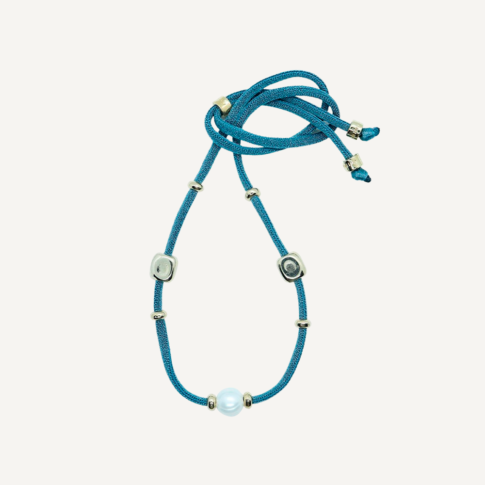 Collar ajustable para mujer con seda elástica miz azul 