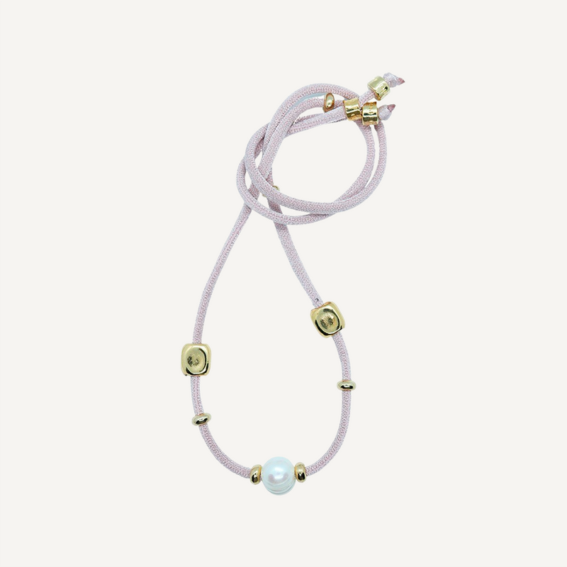 Collar ajustable para mujer con seda elástica miz rosa clarito