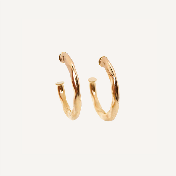 Pendientes de aro dorados con cierre a presión para mujer 