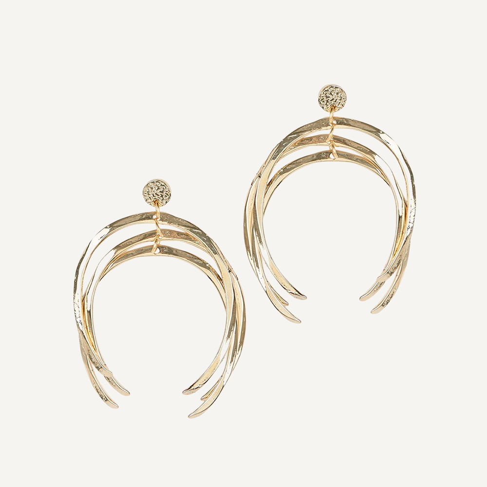 Plain gold-plated earrings for women with snap closure