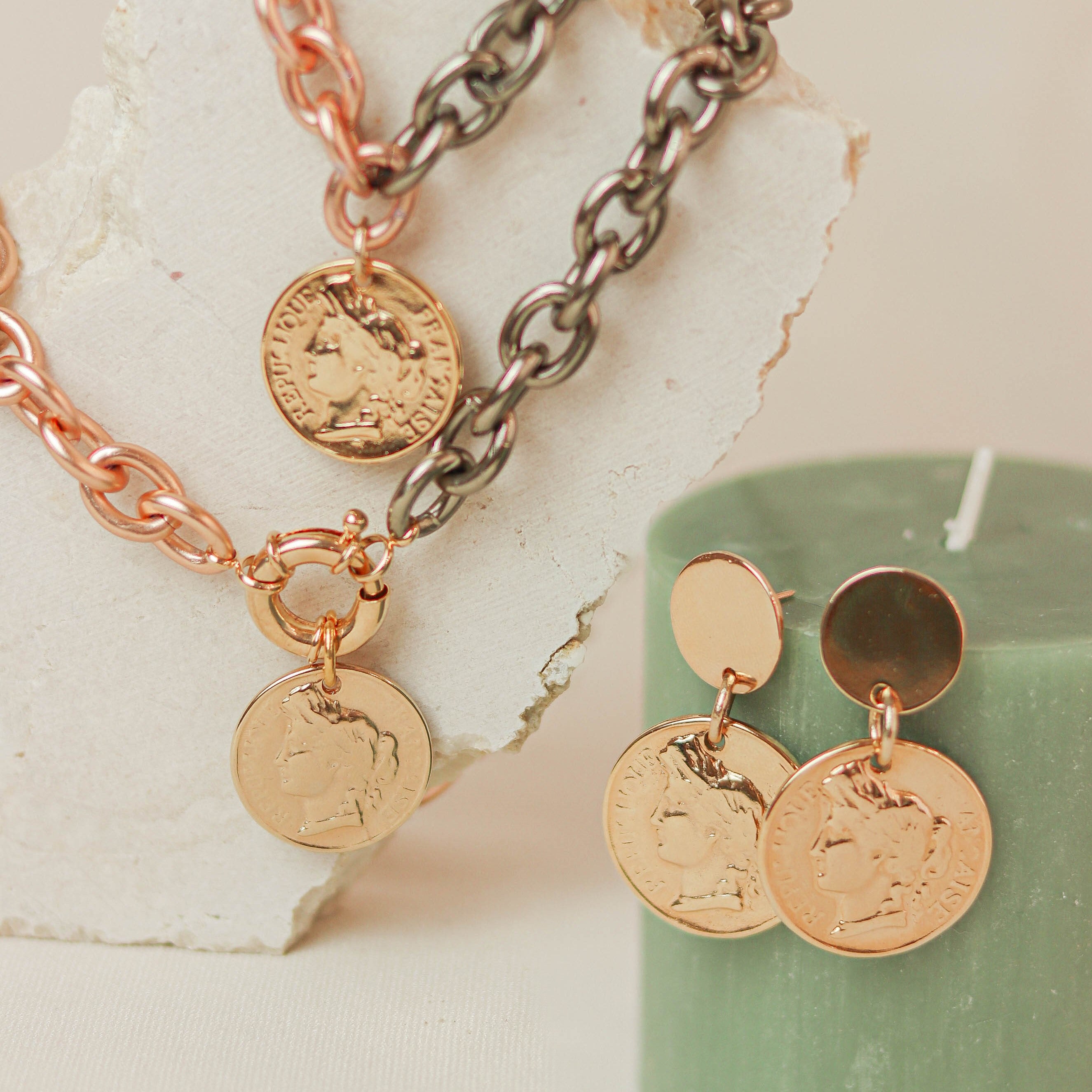 Pendientes CHAINET Moneda-pendientes lisos-Émolo