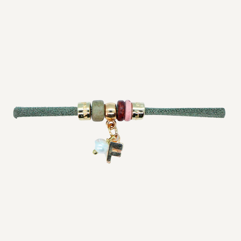 cord bracelet with stones and initials