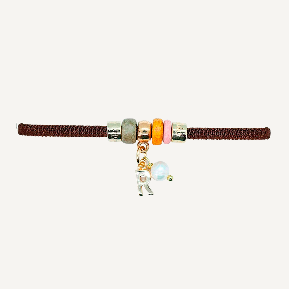 cord bracelet with stones and initials